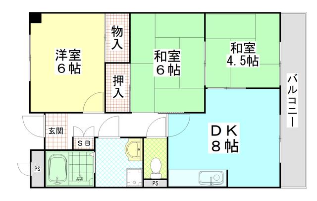 ミラーハイツタバタ(3DK/3階)の間取り写真