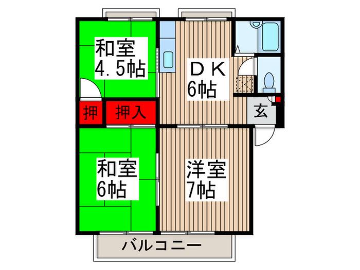 アイセイハイツ(3DK/1階)の間取り写真