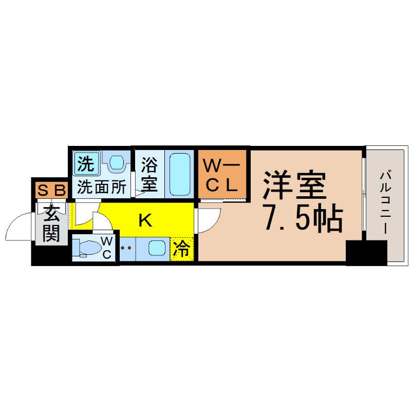 ハーモニーレジデンス名古屋今池(1K/4階)の間取り写真