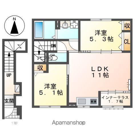 大治町西條アパート(2LDK/2階)の間取り写真