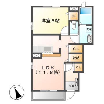 メッゾ マーヴェラス(1LDK/1階)の間取り写真