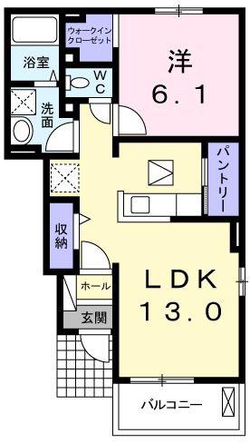 ヴィラ・ソリアードC(1LDK/1階)の間取り写真