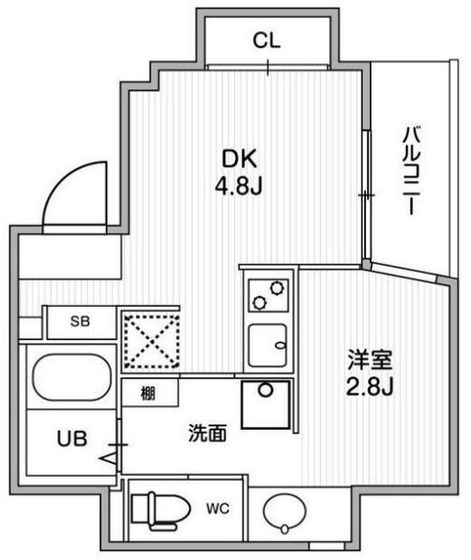 ファインブルーム靭公園(1DK/5階)の間取り写真