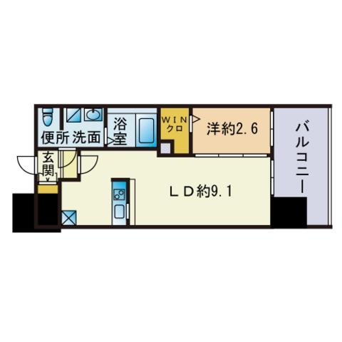 グランフォーレ博多駅東プレミア(1LDK/11階)の間取り写真