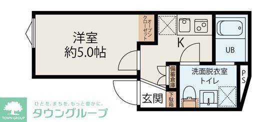 アズール世田谷(1K/5階)の間取り写真