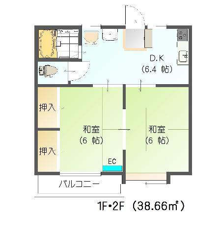 TMコーポ(2DK/1階)の間取り写真