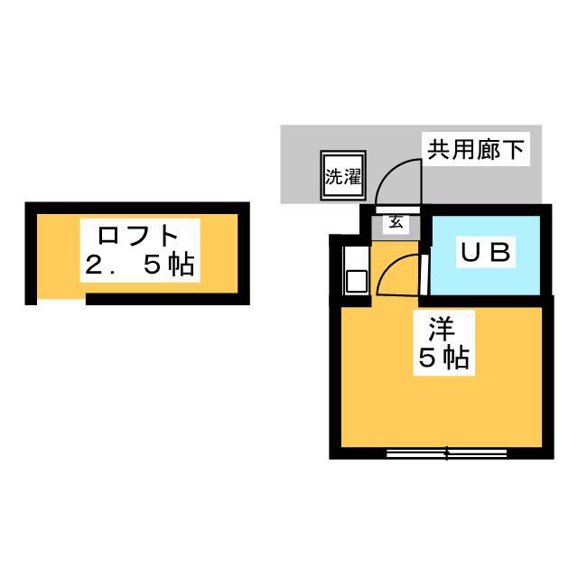 イーストコート大塚台(ワンルーム/1階)の間取り写真