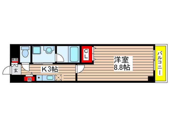 ニューシティアパ-トメンツ円上町(1K/9階)の間取り写真