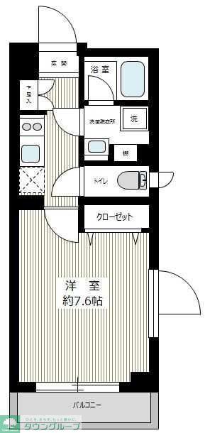 XEBEC下丸子(1K/1階)の間取り写真
