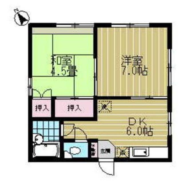 桂ハイム(2DK/2階)の間取り写真