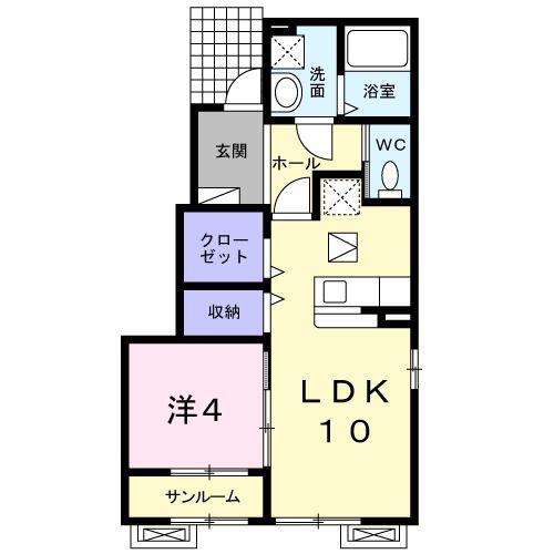 ラ・カーサ・ミーア I(1LDK/1階)の間取り写真