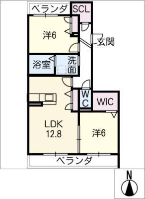 PARKSLOPE(2LDK/3階)の間取り写真