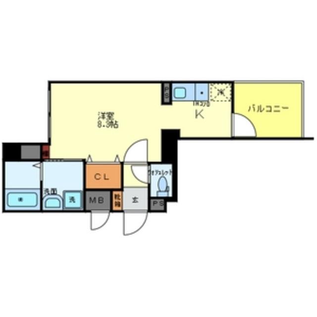 ビオトープ塚本(ワンルーム/3階)の間取り写真