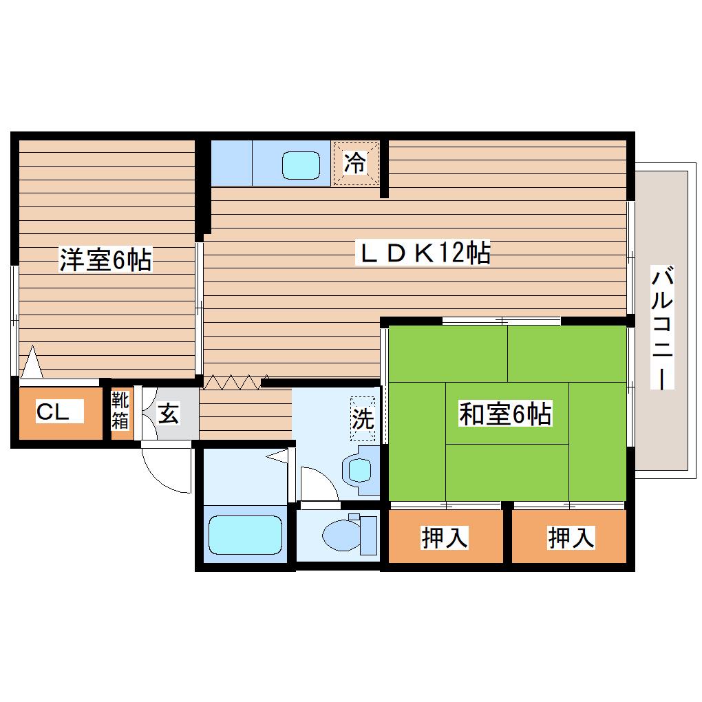 カントリーハウス(2LDK/2階)の間取り写真