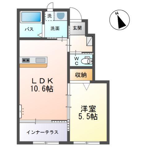 オネット(1LDK/1階)の間取り写真