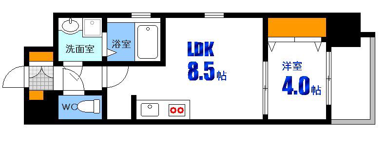 REGLUS東平塚(1LDK/9階)の間取り写真
