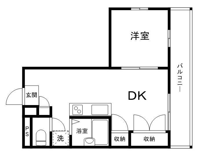 Uグレース飾磨(1DK/1階)の間取り写真