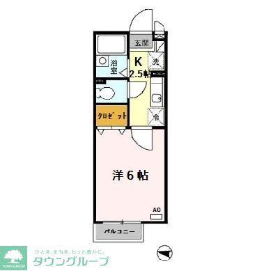 ウエスト FIVE-S(1K/2階)の間取り写真