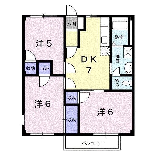 パークシティー中津C(3DK/1階)の間取り写真