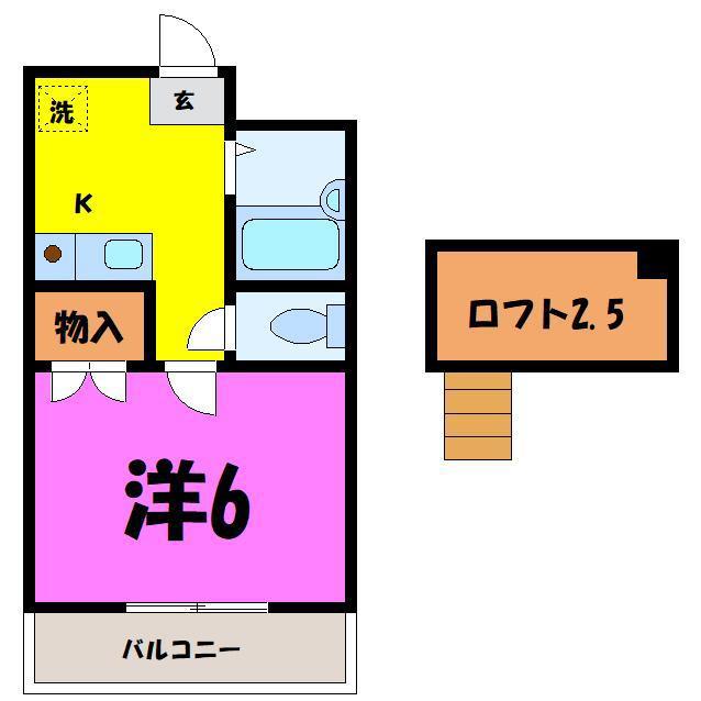 シティパレス赤城町(1K/2階)の間取り写真