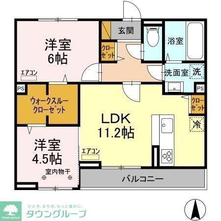 アベニール(2LDK/2階)の間取り写真