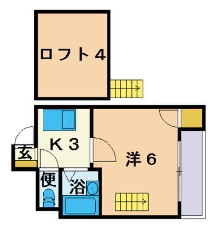 コンパートハウス大濠西(1K/3階)の間取り写真
