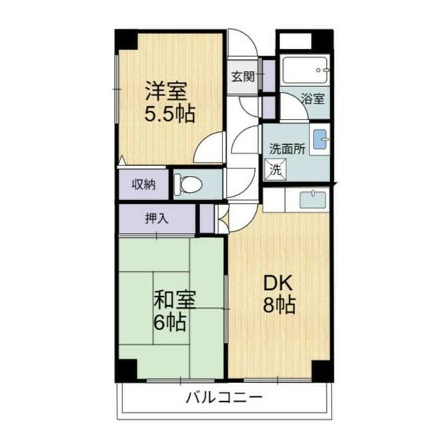 アーデルサンアイ(2DK/1階)の間取り写真
