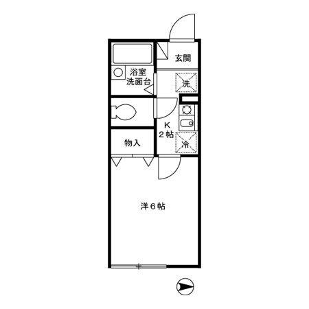 アムール壱番館(1K/1階)の間取り写真