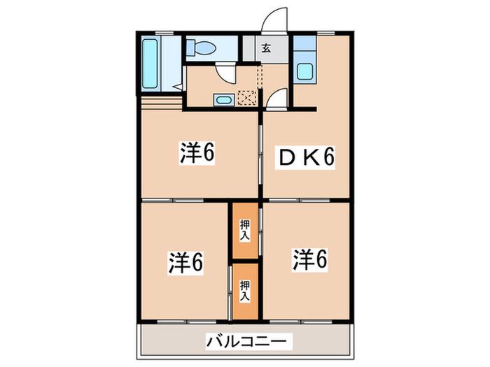 グリーンハイツ(3DK/2階)の間取り写真