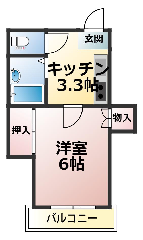 オレンジスクエア202(1K/2階)の間取り写真