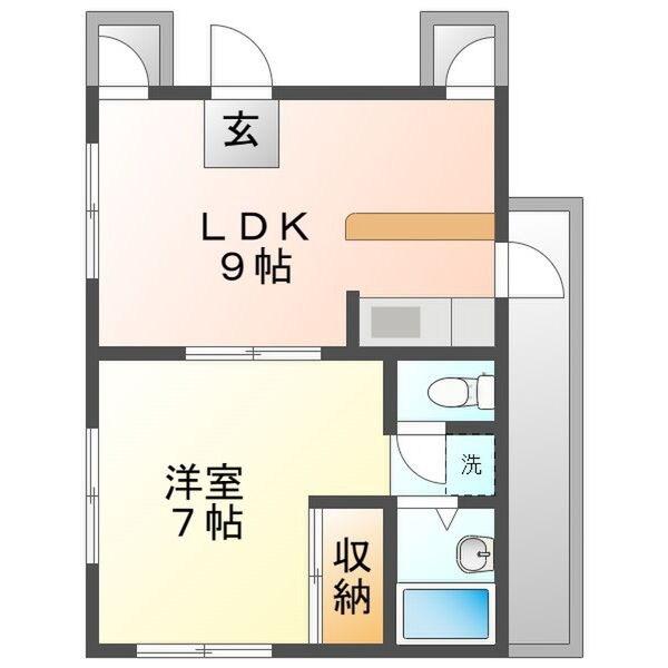 ベレンド(1LDK/2階)の間取り写真