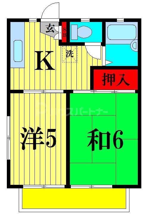 Mハイツ(2K/1階)の間取り写真