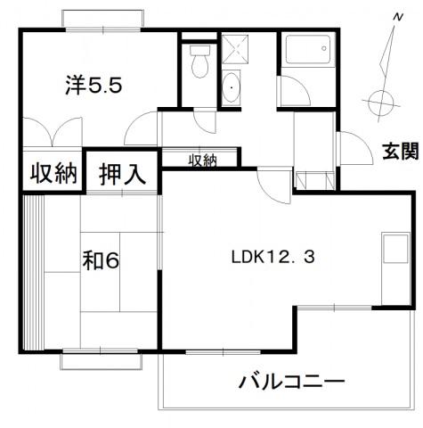 アドバンス自由が丘 B(2LDK/2階)の間取り写真