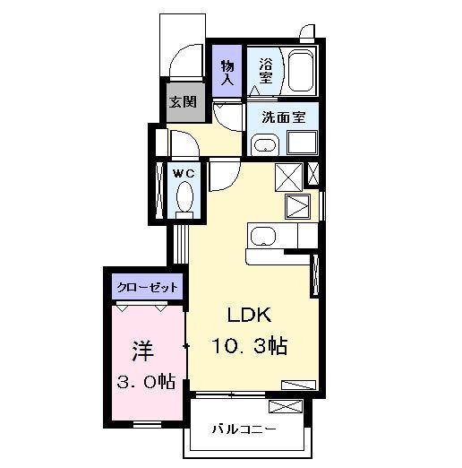 馬車道館(1LDK/1階)の間取り写真