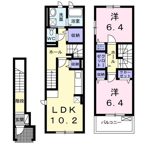 ガーデンハウスヴィオラA(2LDK/2階)の間取り写真