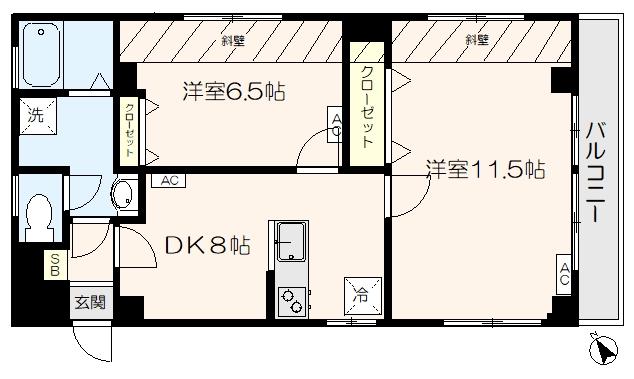 桜台カーム(2DK/2階)の間取り写真
