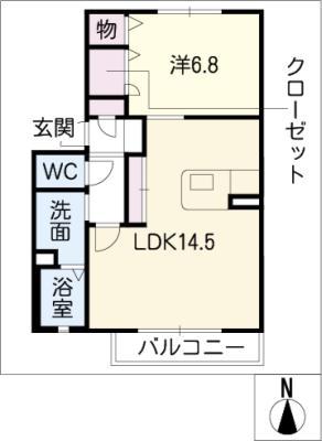エクレール清水が丘(1LDK/2階)の間取り写真