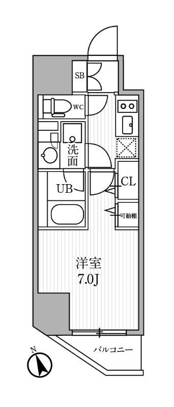 シーズンフラッツ蒲田(1K/13階)の間取り写真