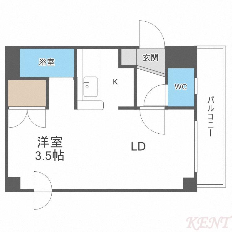ルーセント24(1K/1階)の間取り写真