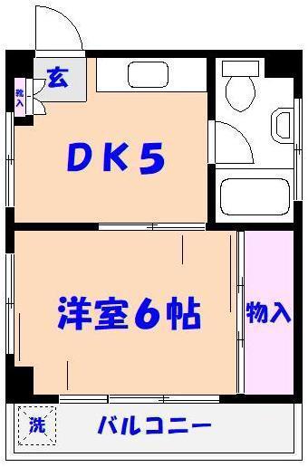 第2シャトー鴻ノ台(1DK/3階)の間取り写真