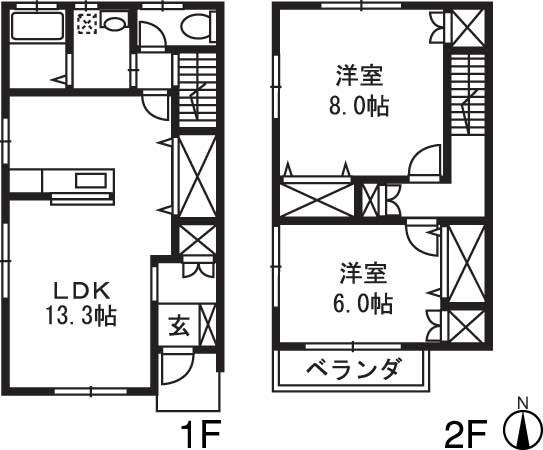 メゾン・ド・ローゼスNO.2(2LDK/1階)の間取り写真