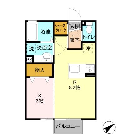 ヴィレッタ(1LDK/2階)の間取り写真