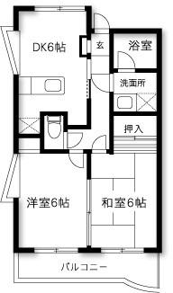 コモラード橋本II(2DK/5階)の間取り写真