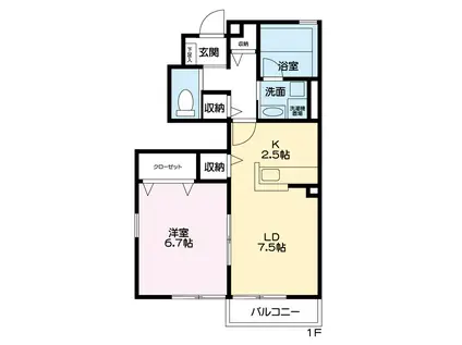 サンセットモールIII B棟(1LDK/1階)の間取り写真
