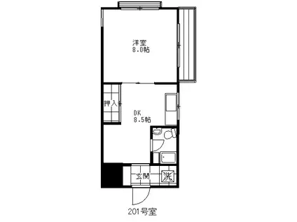 メゾンフラワー(1DK/2階)の間取り写真