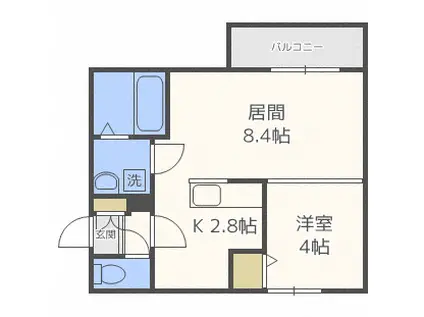 ジェルビー(1DK/3階)の間取り写真