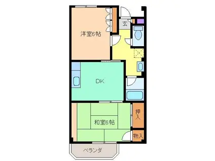 グランソルジュ(2DK/1階)の間取り写真