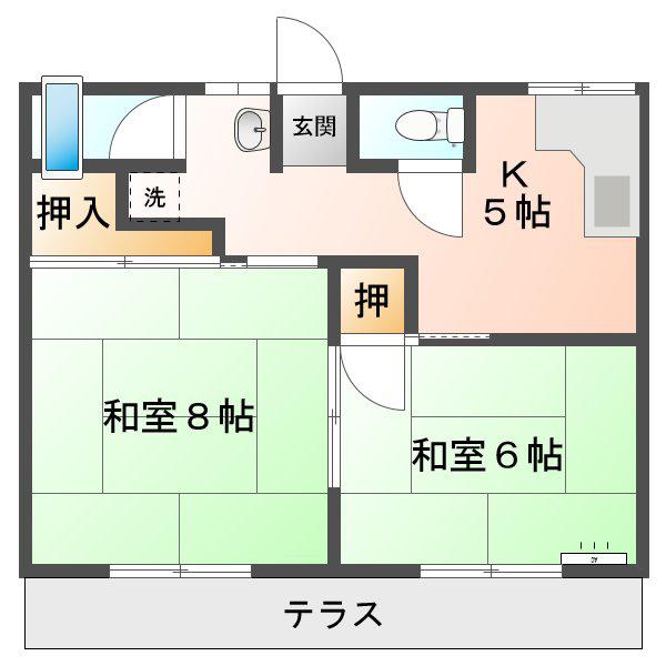 コーポ若竹(2K/2階)の間取り写真