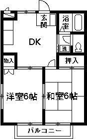 ハイツルナ(2DK/2階)の間取り写真