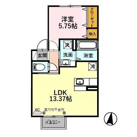 カーサ ルミエール(1LDK/2階)の間取り写真